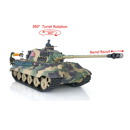 Henglong 1/16 TK7.0 Plastic 3888A German King Tiger RTR RC Tank with 360 Degrees Turret Sound Light Smoke BB Infrared Combat