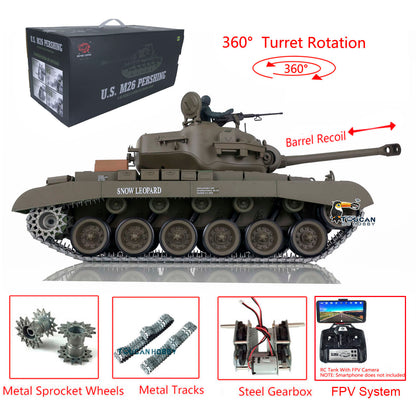 1/16 Maßstab TK7.0 Verbesserter Henglong M26 Pershing Betriebsbereiter ferngesteuerter Modellpanzer 3838 Laufrückstoß BB IR-Sound FPV