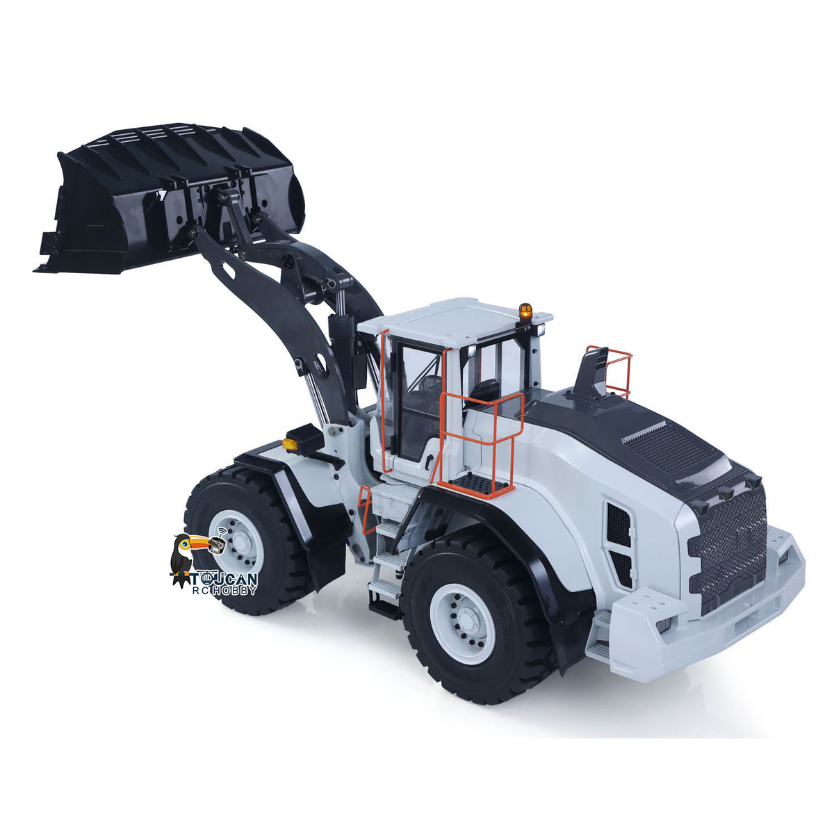 MTM E260L Metal 1/14 Loader Hydraulic Wheeled Model with Differential Locks and 2-Speed Gearbox including ST8 Radio Sound Light Kit White without Battery
