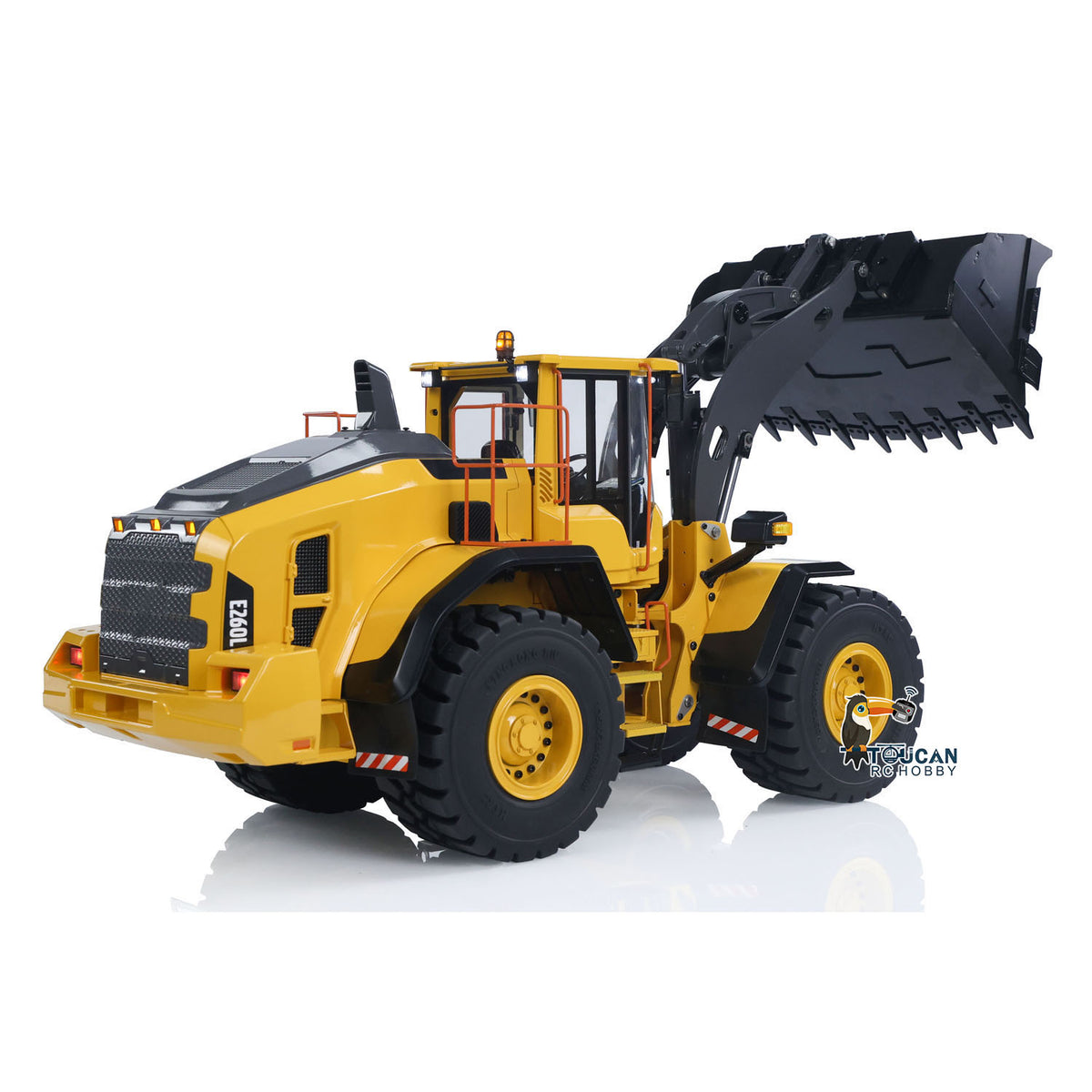 MTM E260L Metal 1/14 Loader Hydraulic Wheeled Model with Differential Locks and 2-Speed Gearbox including ST8 Radio Sound and Lights without Battery