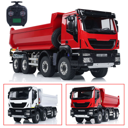 MD 8x8 1/14 Metal Hydraulic Dump Tipper Truck CNC 2-Speed Transmission Differential Lock Axles Sound Light System FlySky ST8 Remote Controller