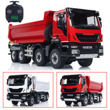MD 8x8 1/14 Metal Hydraulic Dump Tipper Truck CNC 2-Speed Transmission Differential Lock Axles Sound Light System FlySky ST8 Remote Controller