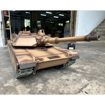 Henglong 2.4G 1/8 Full Metal USA Abrams M1A2 RTR RC Tank 3918 Model BB IR Smoke 360 Degrees Turret Barrel Recoil Sound Light