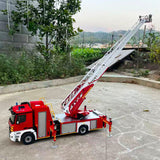 1/14 Remote Control Lift Ladder Fire Truck Electric RC Rescue Vehicle 4x4 Metal Chassis Flysky ST8 Radio Light System Sounds