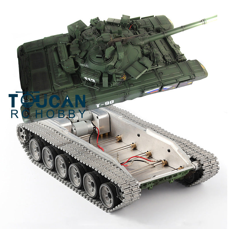 Umgerüsteter Henglong 1/16 ferngesteuerter TK7.1 RTR 3938 T90 Panzer mit Metallchassisketten, 360-Grad-Turm, BB IR, Oberrumpf aus Kunststoff