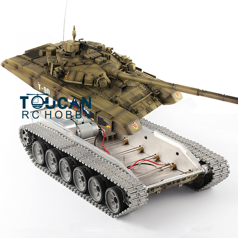 Umgerüsteter Henglong 1/16 ferngesteuerter TK7.1 RTR 3938 T90 Panzer mit Metallchassisketten, 360-Grad-Turm, BB IR, Oberrumpf aus Kunststoff