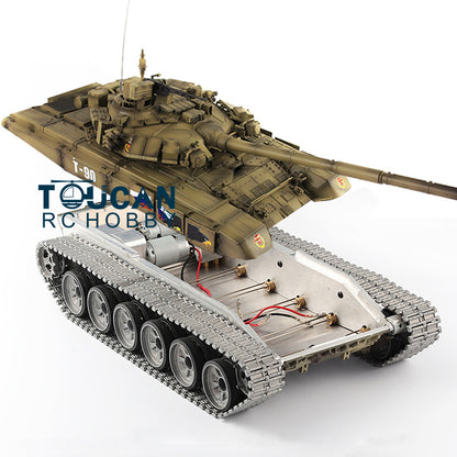 Umgerüsteter Henglong 1/16 ferngesteuerter TK7.1 RTR 3938 T90 Panzer mit Metallchassisketten, 360-Grad-Turm, BB IR, Oberrumpf aus Kunststoff