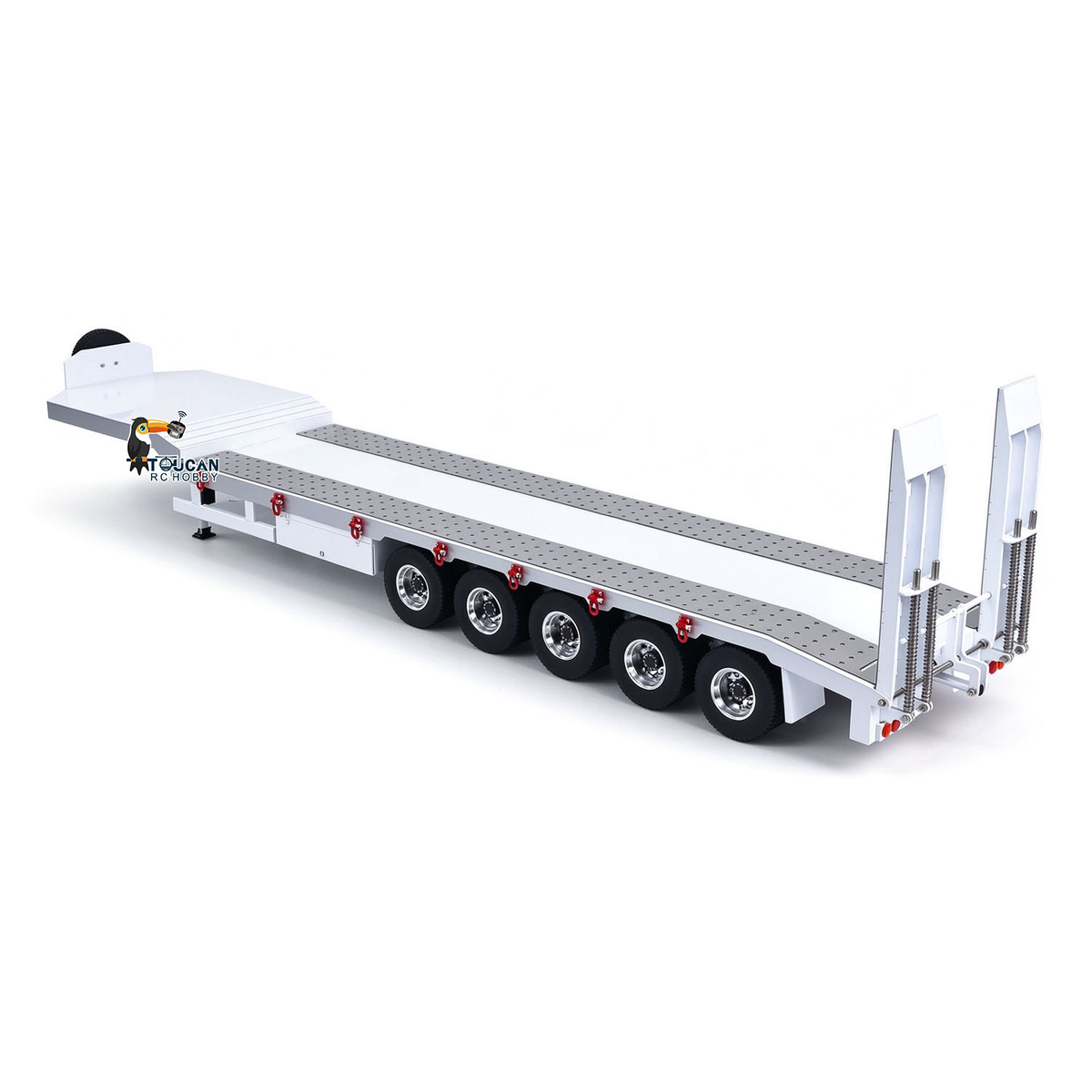 TOUCAN RC HOBBY 1:14 5-axle Metal Trailer Electric Tailgate Legs for RC Tractor Car Trucks Model