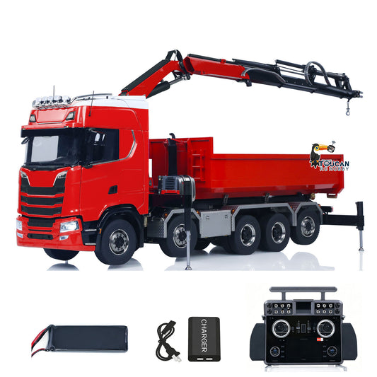 1/14 Maßstab 770S Metall 10x10 Funksteuerung Hydraulikkran Vollkipper LKW Auto Frsky XE Lite Funksystem