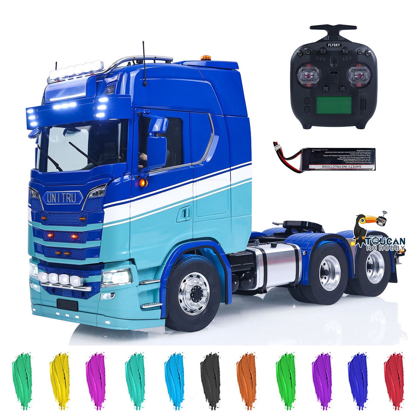 RTR Unitru 06 770S 1/14 Remote Control Tractor Truck 6X6 Metal Chassis 2Speed Gearbox Smoke Lights Sounds Brushless Motor ESC