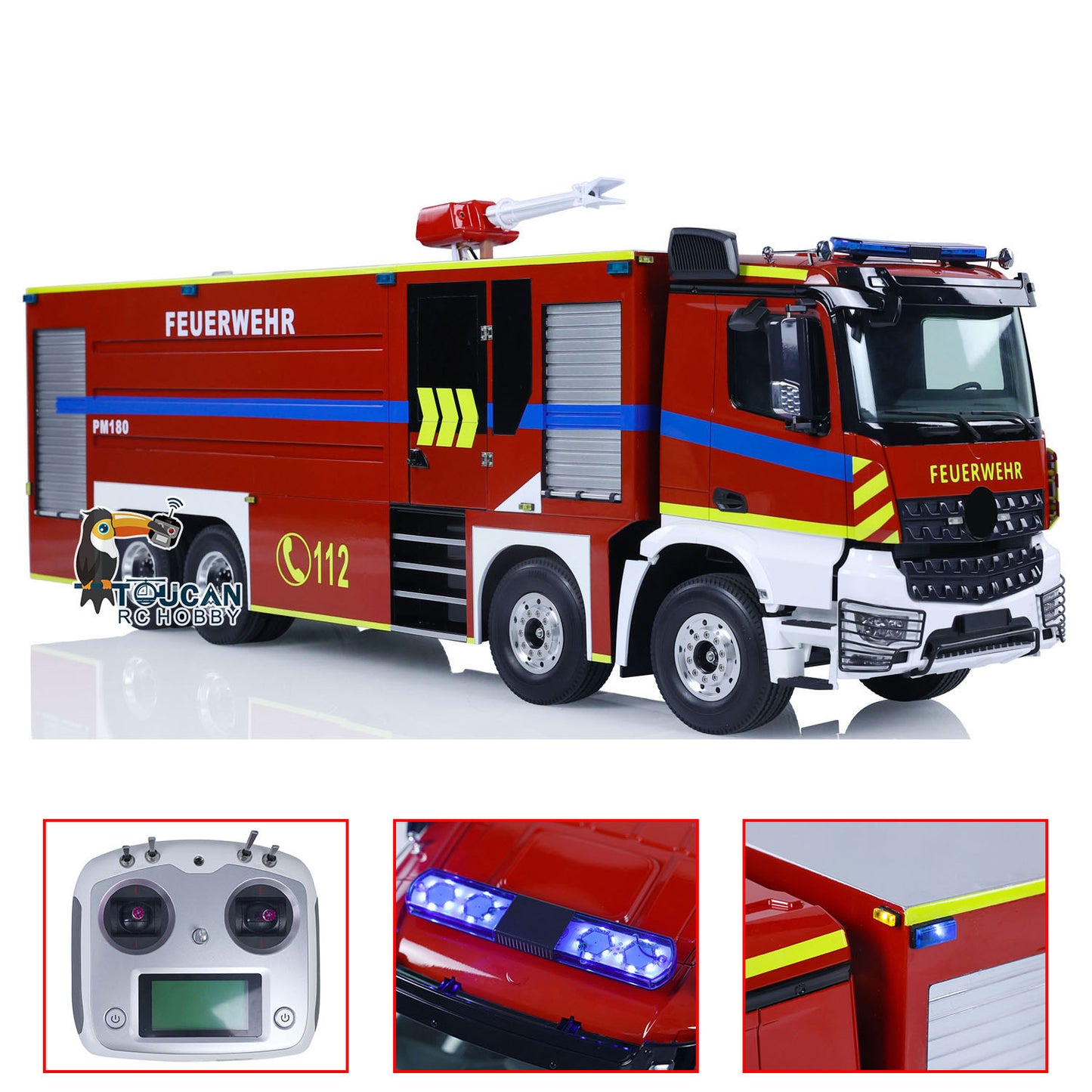 8x4 1/14 RC Feuerwehrauto, ferngesteuerte Sprinklerfahrzeuge, Geräusche, lackiert, zusammengebaut, DIY-Spielzeugauto, Geschenk für Erwachsene und Kinder 