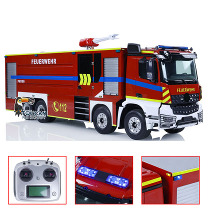 8x4 1/14 RC Feuerwehrauto, ferngesteuerte Sprinklerfahrzeuge, Geräusche, lackiert, zusammengebaut, DIY-Spielzeugauto, Geschenk für Erwachsene und Kinder 