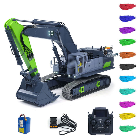 RTR 1/12 Remote Control Hydraulic Excavator 395F Heavy Duty Machine Metal 6CH Valves RC Digger Brushless Motor ESC Quick Coupler
