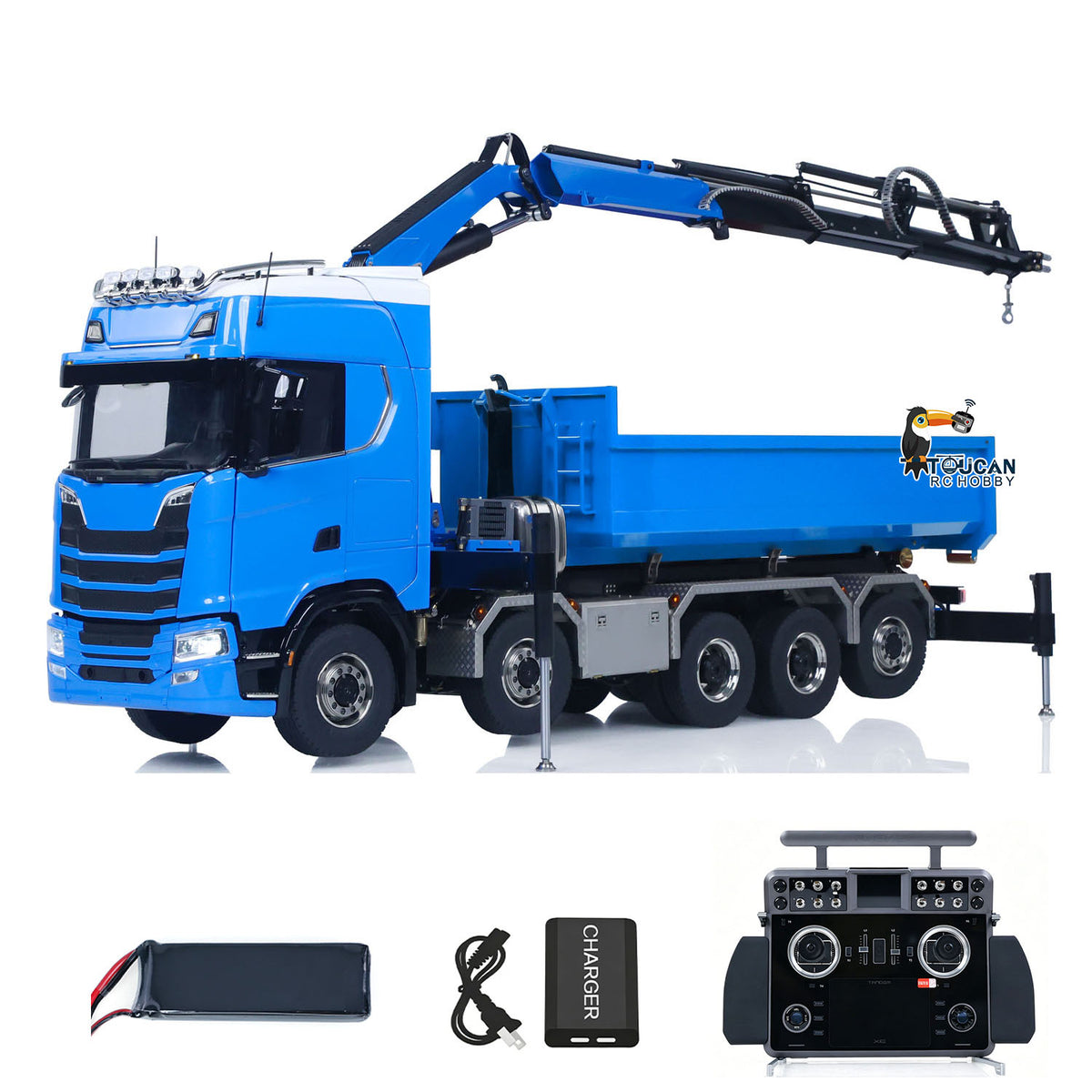 1/14 Maßstab 770S Metall 10x10 Funksteuerung Hydraulikkran Vollkipper LKW Auto Frsky XE Lite Funksystem