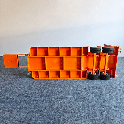 2 Axles Metal Heavy Duty Flatbed Transport Trailer Semi Trailers Spring Support Legs Tail Plate for 1/14 DIY Tamiya Remote Control Tractor Truck