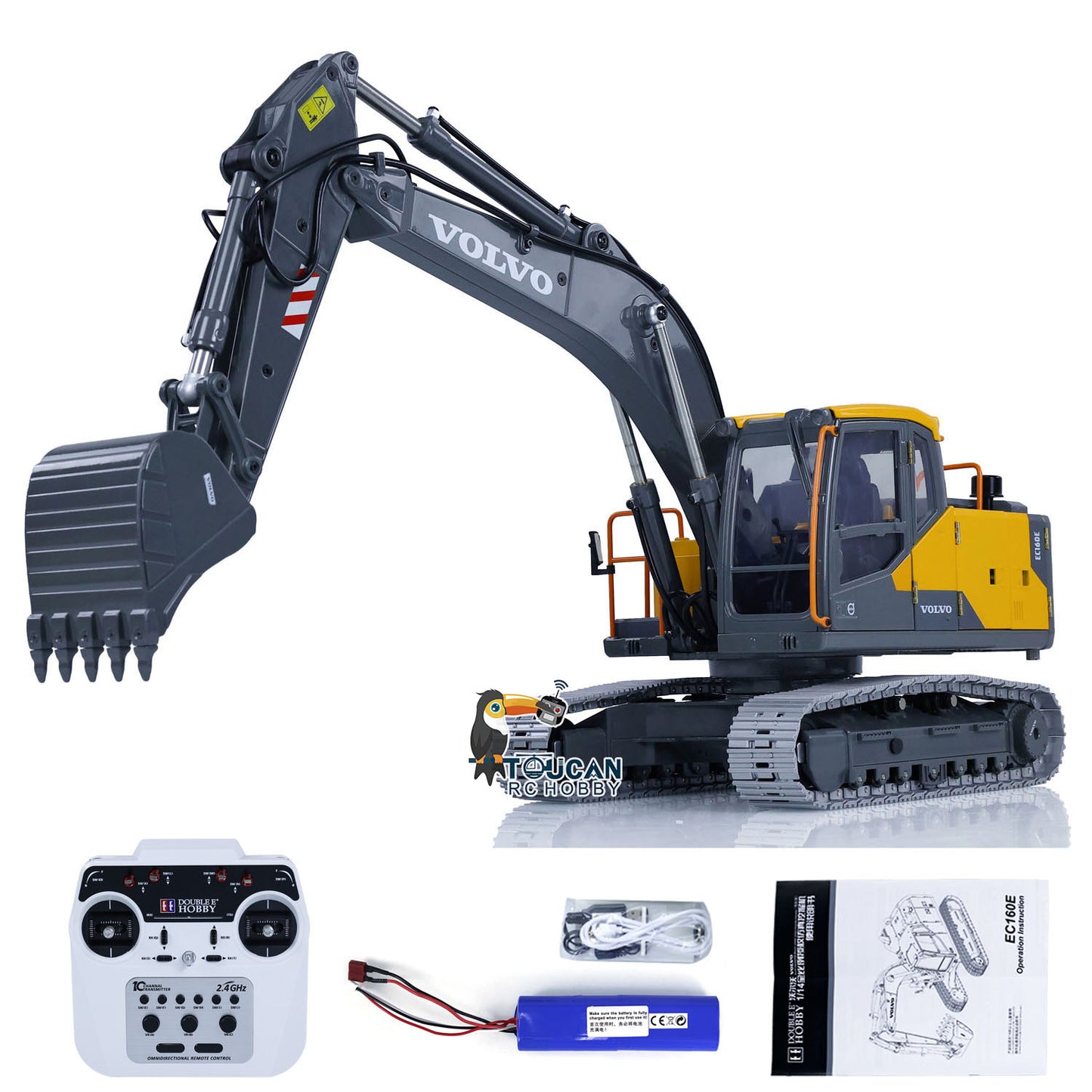1:14 Double E E010 EC160E Vollmetall-RC-Bagger Funkgesteuertes Engineering-Fahrzeug Spielzeug Hobby-Modell DIY 