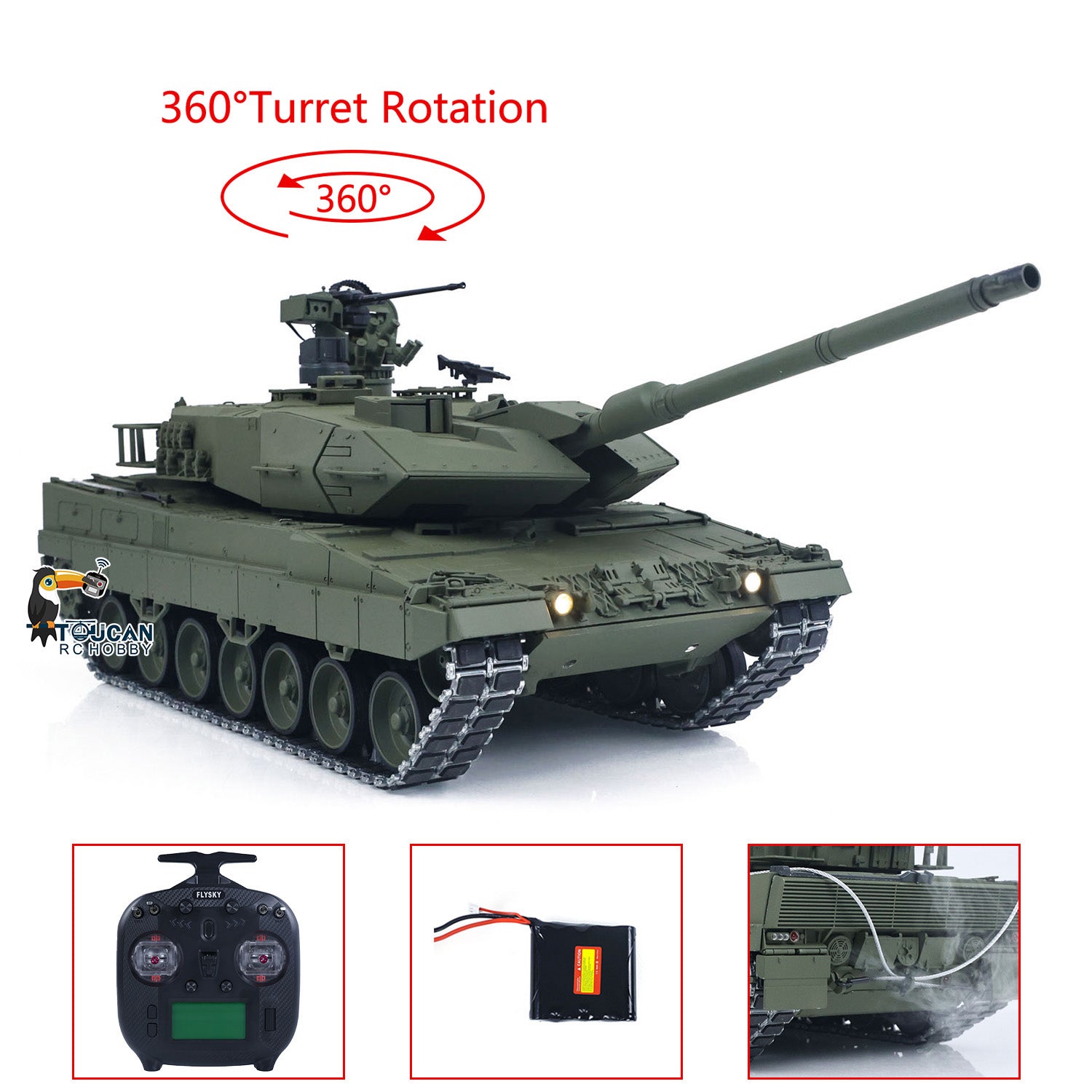 TOUCAN 1/16 Metal Remote Control Tank 3889 German Leopard A6 Turret 36 ...