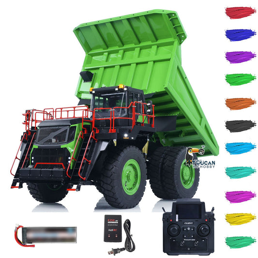 TOUCAN RC HOBBY LESU AOUE R100E 1/16 Metal RC Mining Truck Model Hydraulic CNC Aluminum Alloy Vehicle Differential Lock Suspension for Construction Hobbyists