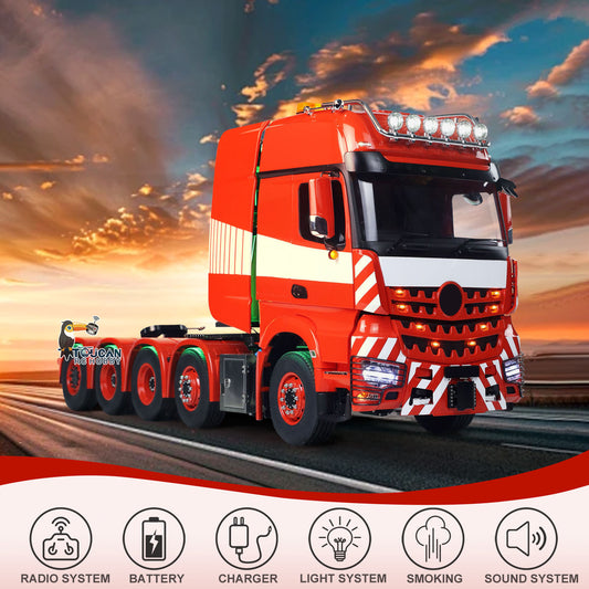 TOUCAN 10X8 Metal Chassis 3363 1/14 RC Tractor Truck RTR Lorry Car Smoke Sound 3Speed Gearbox ST8 Battery Rotating Light