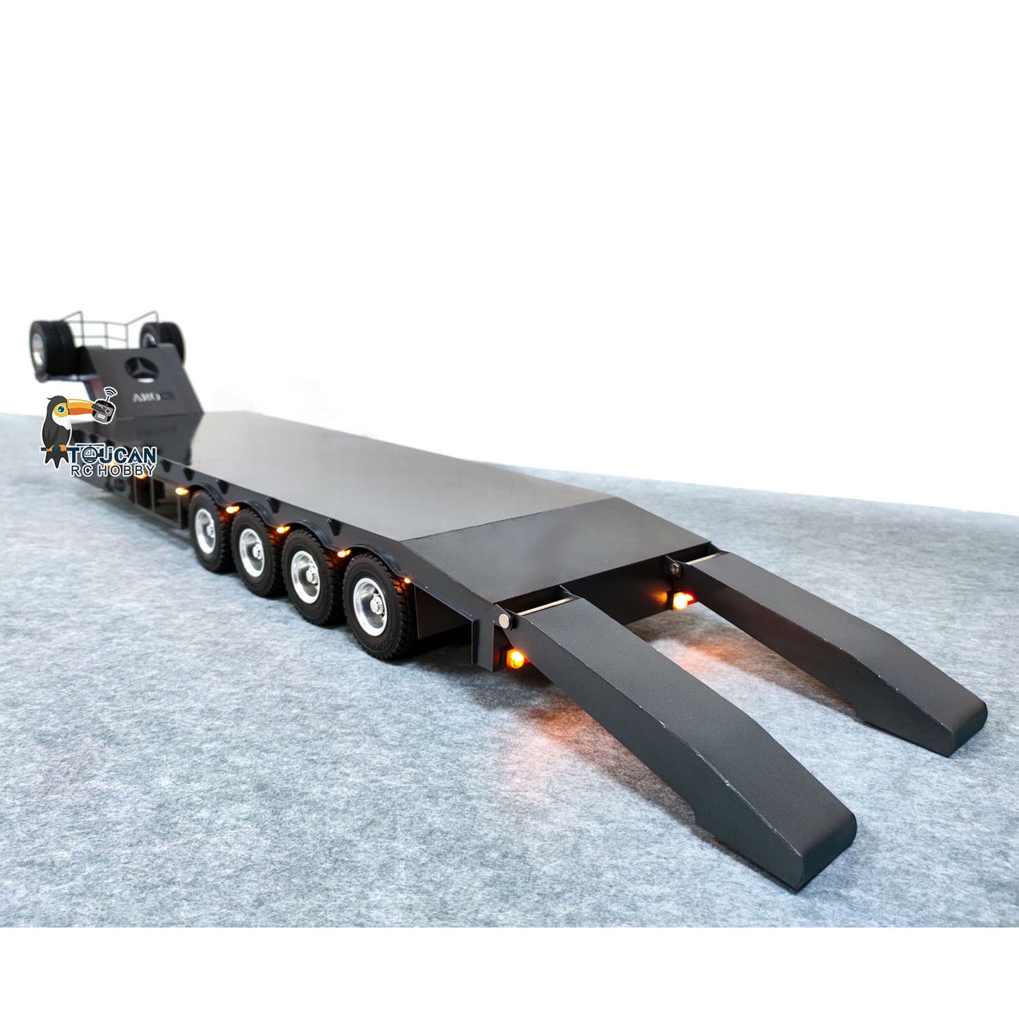 TOUCAN RC HOBBY Metal 4 Axles Trailer for 1/14 JDM 189 RC Tractor Truck with Electric Tailboard