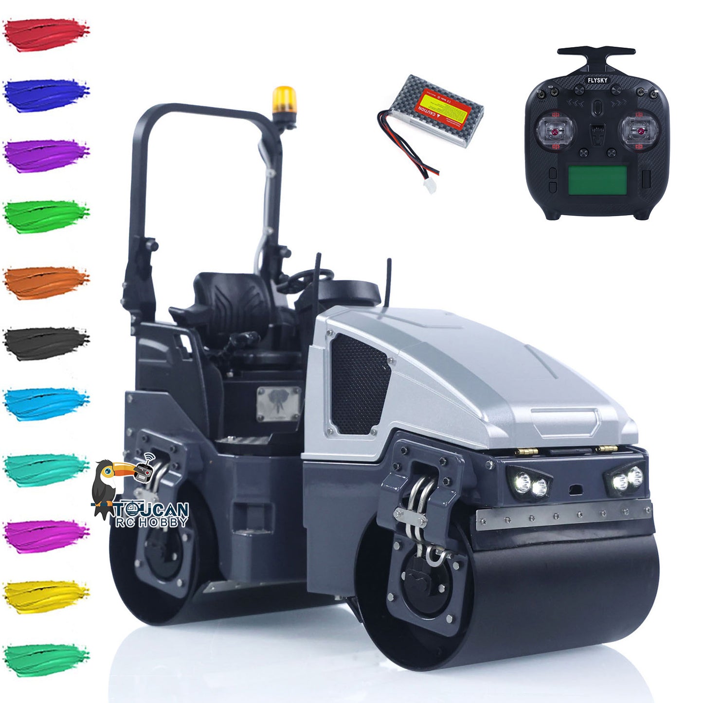 In Stock BW120AD 1/14 Metal Radio Controlled Road Roller Mini RC Construction Vehicle Finished Model Brushed ESC Battery Flysky ST8 Radio
