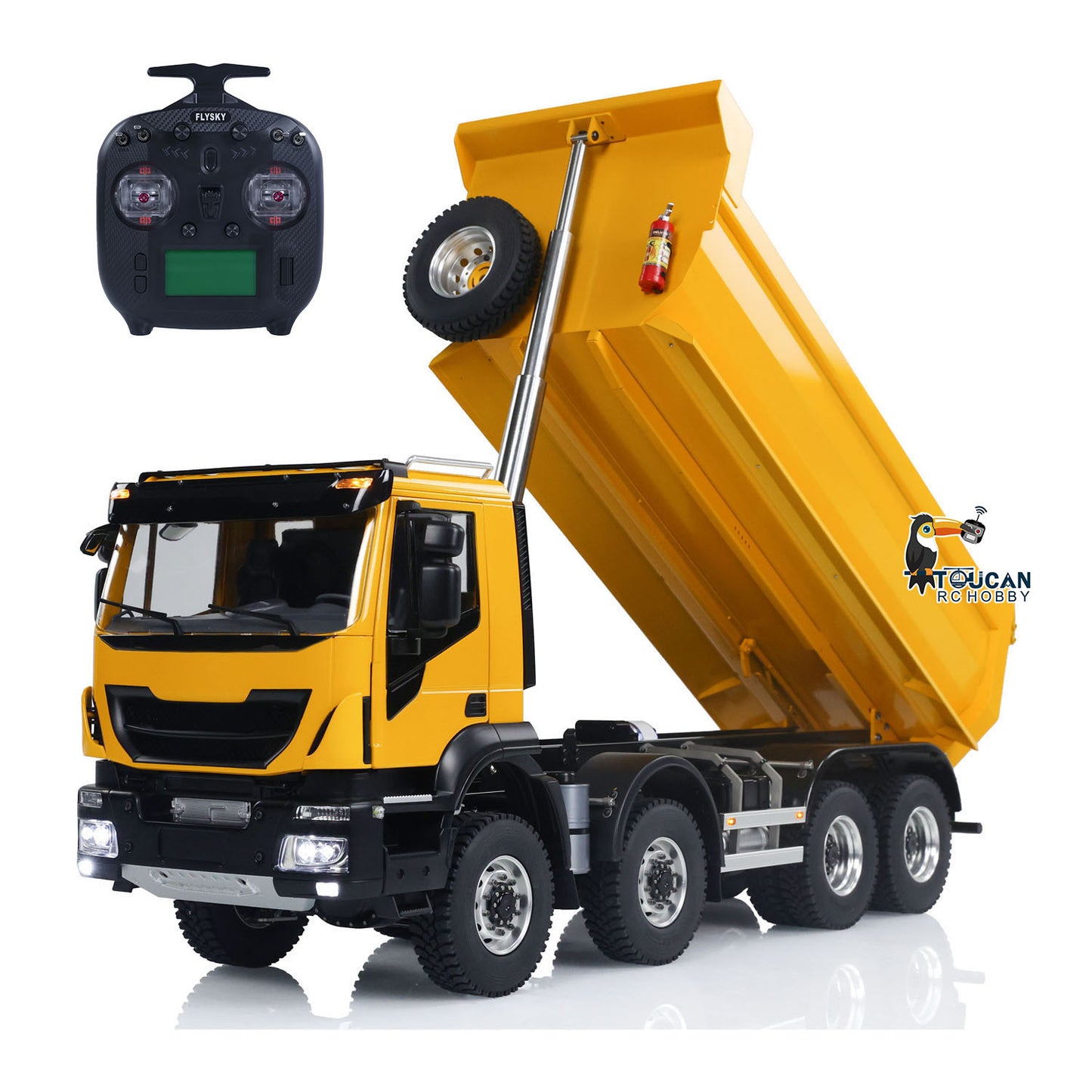 MD 8x8 1/14 Metal Hydraulic Dump Tipper Truck CNC 2-Speed Transmission Differential Lock Axles Sound Light System FlySky ST8 Remote Controller