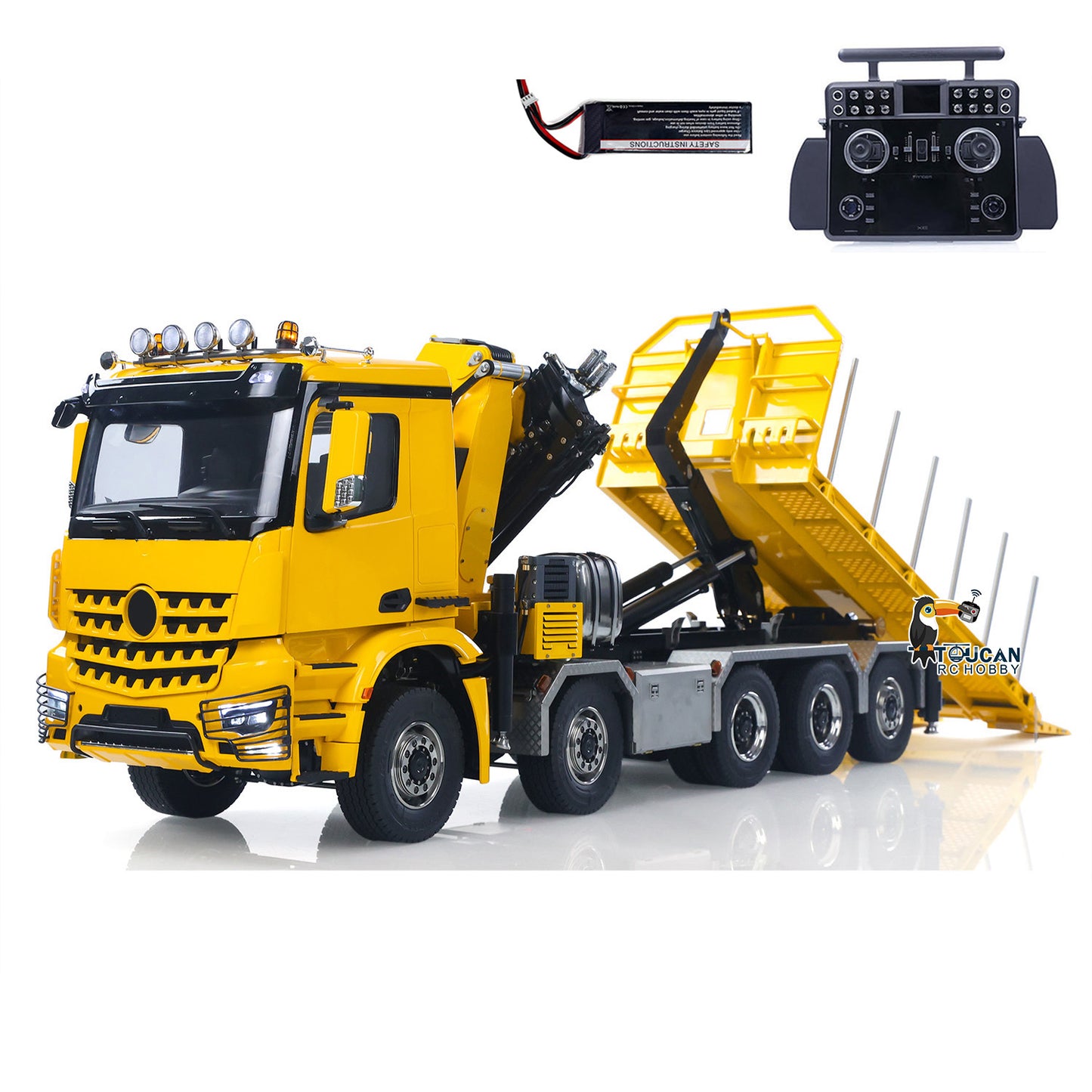 Toucanhobby 10x10 1/14 Metal RC Hydraulic Roll on Roll off Dumper Construction Vehicle 9-Way Reversing Valve Rear Axle Lifting for Hobbyists