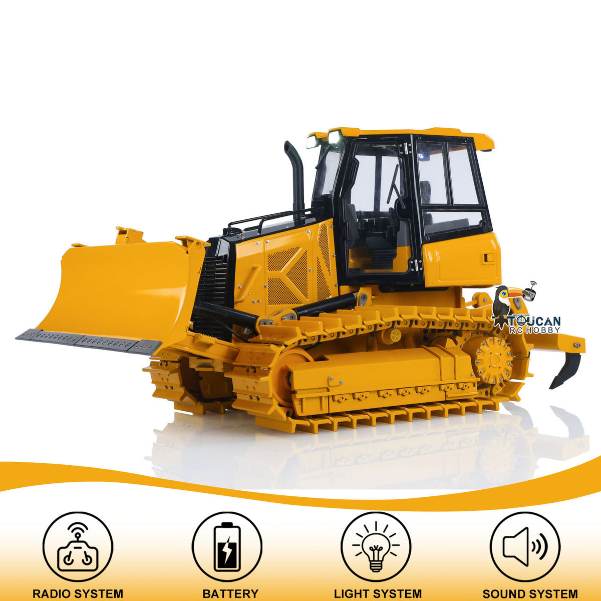 TOUCAN RC HOBBY Fast Free ShippingMetal 1/12 RC Hydraulic Bulldozer D3 Remote Control Engineering Vehicles 4CH Valve Construction Car Light Sound Flysky ST8 Radio