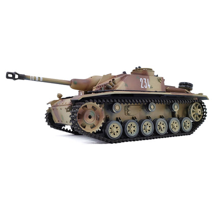 2.4G Henglong 1/16 7.0 Plastic German Stug III RTR RC Tank Model 3868 BB IR Steel Gearbox 1800MAH Battery Radio Sound Lights
