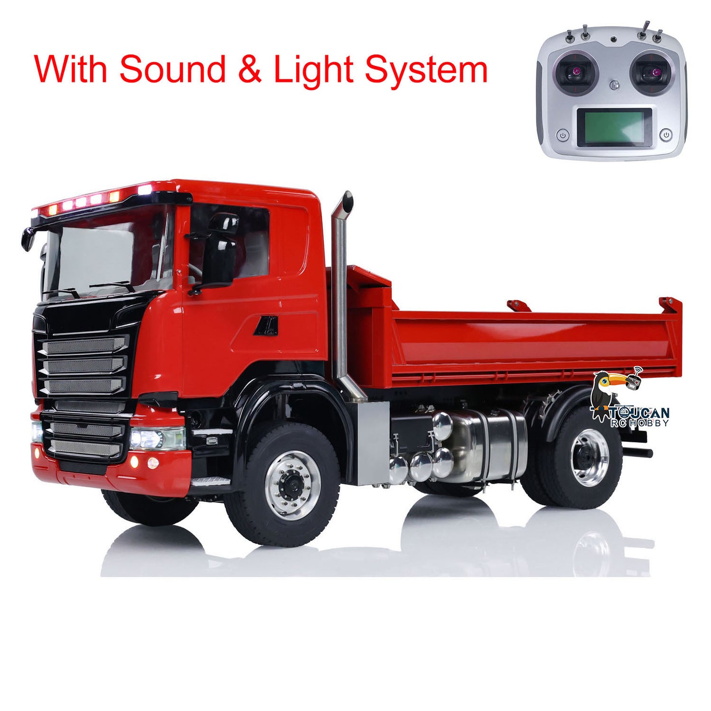1/14 4x4 RC Hydraulisches Auto Metall Fernbedienung N44 Muldenkipper Mit Licht Sound 3-Gang-Getriebe Motor Lackiert Montiert