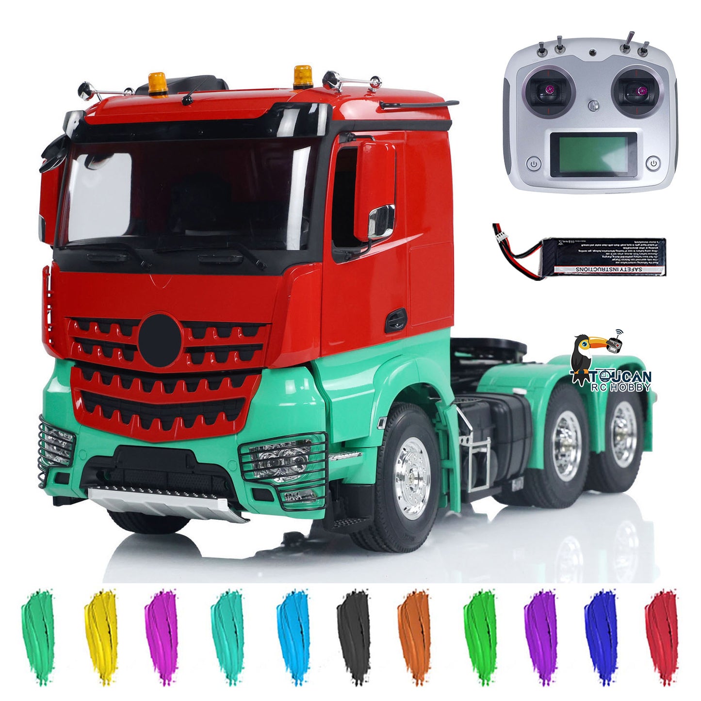 1/14 6x4 RC Sattelzugmaschine, lackiert, zusammengebaut, ferngesteuertes Automodell, Licht- und Soundsystem, zusammengebaut und lackiert