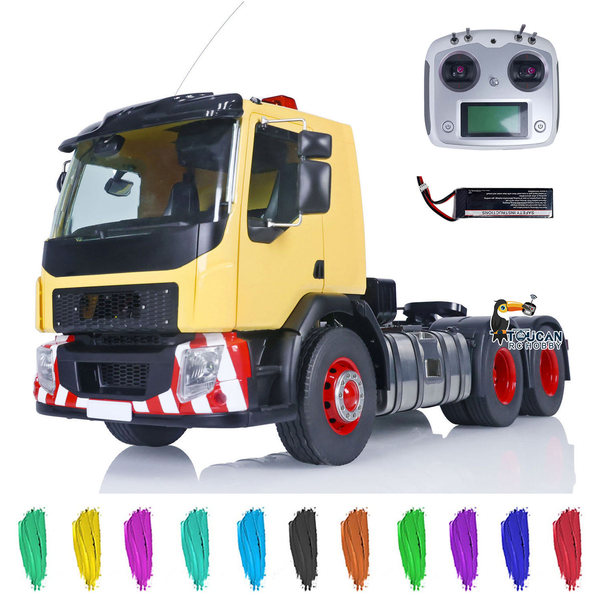 TOUCAN, lackiert, zusammengebaut, 6x6 RC-Sattelzugmaschine, 3-achsiges ferngesteuertes Auto, 1/14, Allradmodell, Licht- und Soundsystem