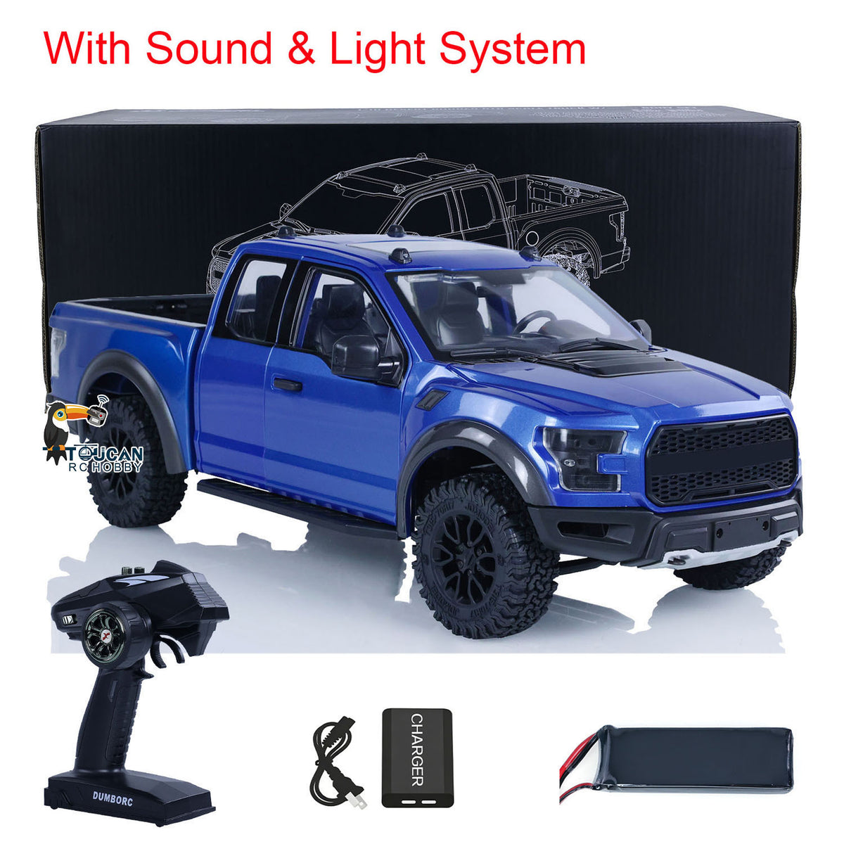 TOUCAN RC HOBBY JDM F150 1/10 Hydraulic Lifting Jack Tool/Metal Chassis RC Off-road Crawler Car ESC Servo Motor Radio System for Hobbyists