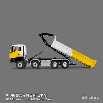 TOUCAN RC HOBBY LIMITED-TIME SALE LESU Z0098 1/14 Metal Hydraulic Roll On Off Dump Truck 8x8 Folding Hooklift Engineering vehicle with 3Speed Gearbox Differential Lock Sound Light