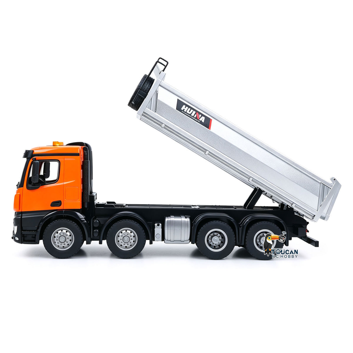 TOUCAN RC HOBBY Fast Free ShippingHUINA 1/14 Metal Remote Control Dump Truck 1536-1 8X8 Electric Lifting RC Tipper Finished Model RTR Light Sound Effects Battery