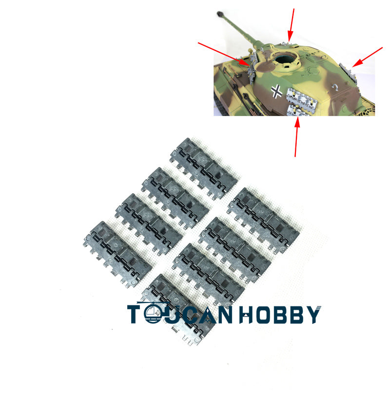 Metal Tracks Sprockets Idlers Guard Plate Machine Gun Turret Side Armor Hull Decoration For Henglong 1/16 RC 3888A Tank Model
