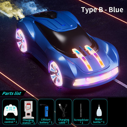 1:18 4*4 RC 360 Rotation Stunt Drift Auto 2,4 GHz Fernbedienung Neue Energie Konzept Auto Modell Coole Lichter Musik Spray Bereit zu Gehen