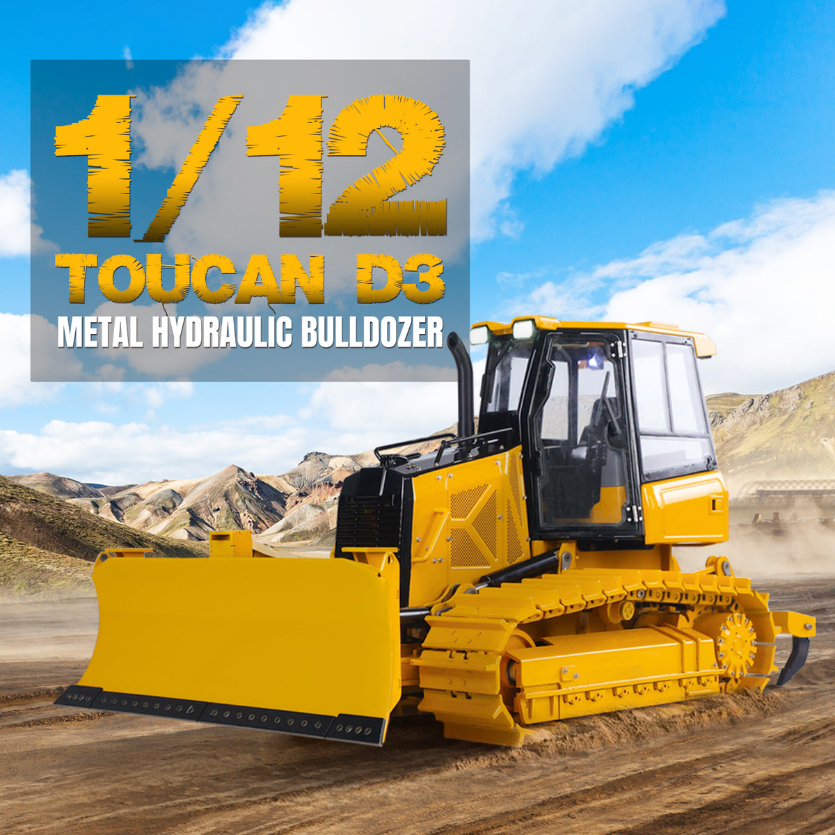 Neues Produkt vorbestellen! Metall 1/12 RC Hydraulischer Bulldozer D3 Ferngesteuerte Baufahrzeuge 4CH Ventil Bauauto Licht Sound Flysky ST8 Radio