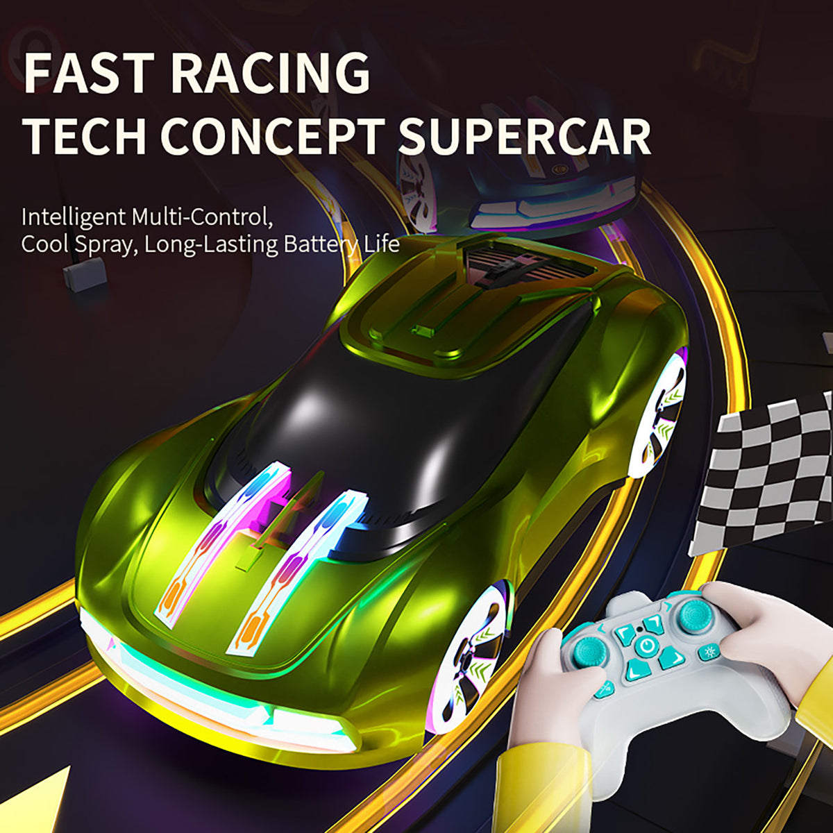 1:18 4*4 RC 360 Rotation Stunt Drift Auto 2,4 GHz Fernbedienung Neue Energie Konzept Auto Modell Coole Lichter Musik Spray Bereit zu Gehen