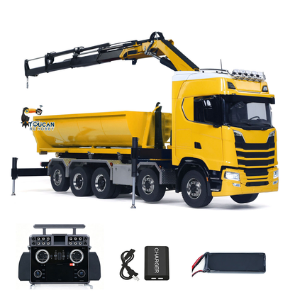 TOUCAN RC HOBBY 1/14 Remote Control Hydraulic Crane Dumper 10*10 RC Roll On Off Tipper 770S Rear Axle Steering Differential Locks Metal Valves