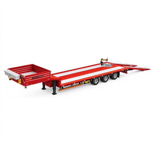 TOUCAN RC HOBBY Kabolite 1/14 3 Axles Metal Semi Trailer Flatbed K770S 103 Electronic Support Legs Folding Tail Board for RC Tractor Truck Model