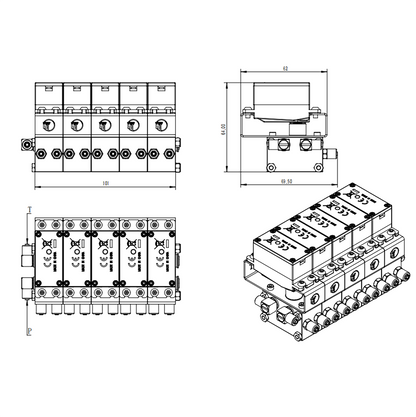 CUT Model 2-6CH Metall-Umschaltventil mit 2-6 Servos für 1/14 1/12 Maßstab Hydraulische Funksteuerung Baggerlader Bulldozer RC Digger