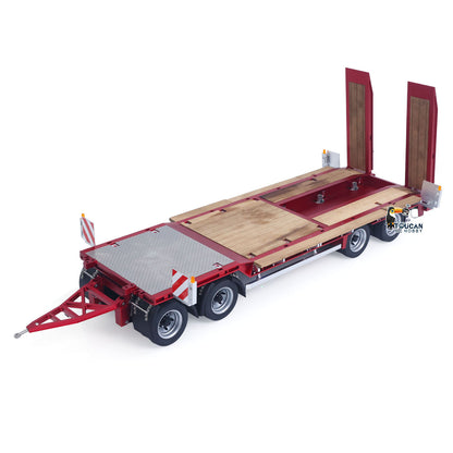 CUT QG-4Axles Metal 1/14 Trailer High Low Bed Hydraulic with CNC Anodized Finish and Dual Hydraulic Functions including Rotating Beacon Tailboard Light and Warning Board Frame