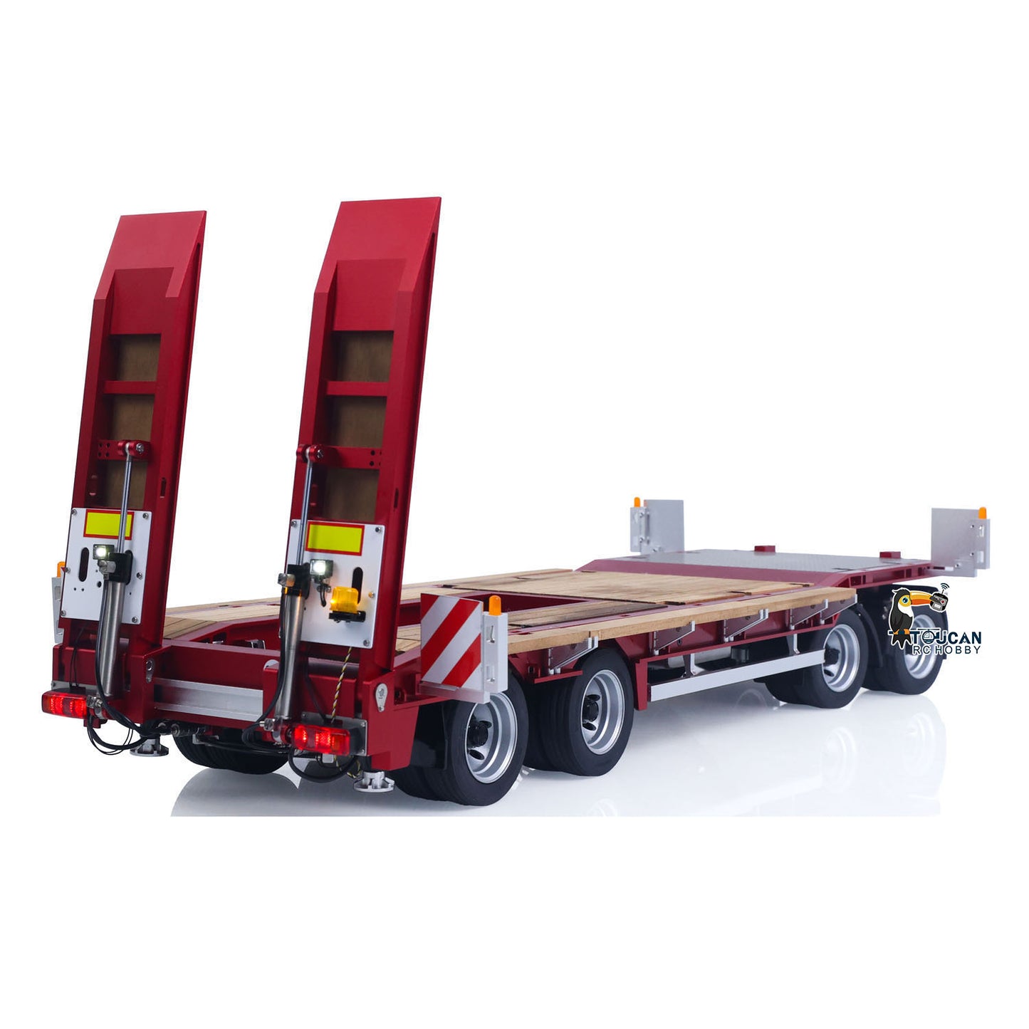 CUT QG-4Axles Metal 1/14 Trailer Hydraulic Flatbed with 4-Axle Air Suspension and 2.5MPa Hydraulic System featuring Foldable Tailgate Landing Gear and Mudguards without Transmitter