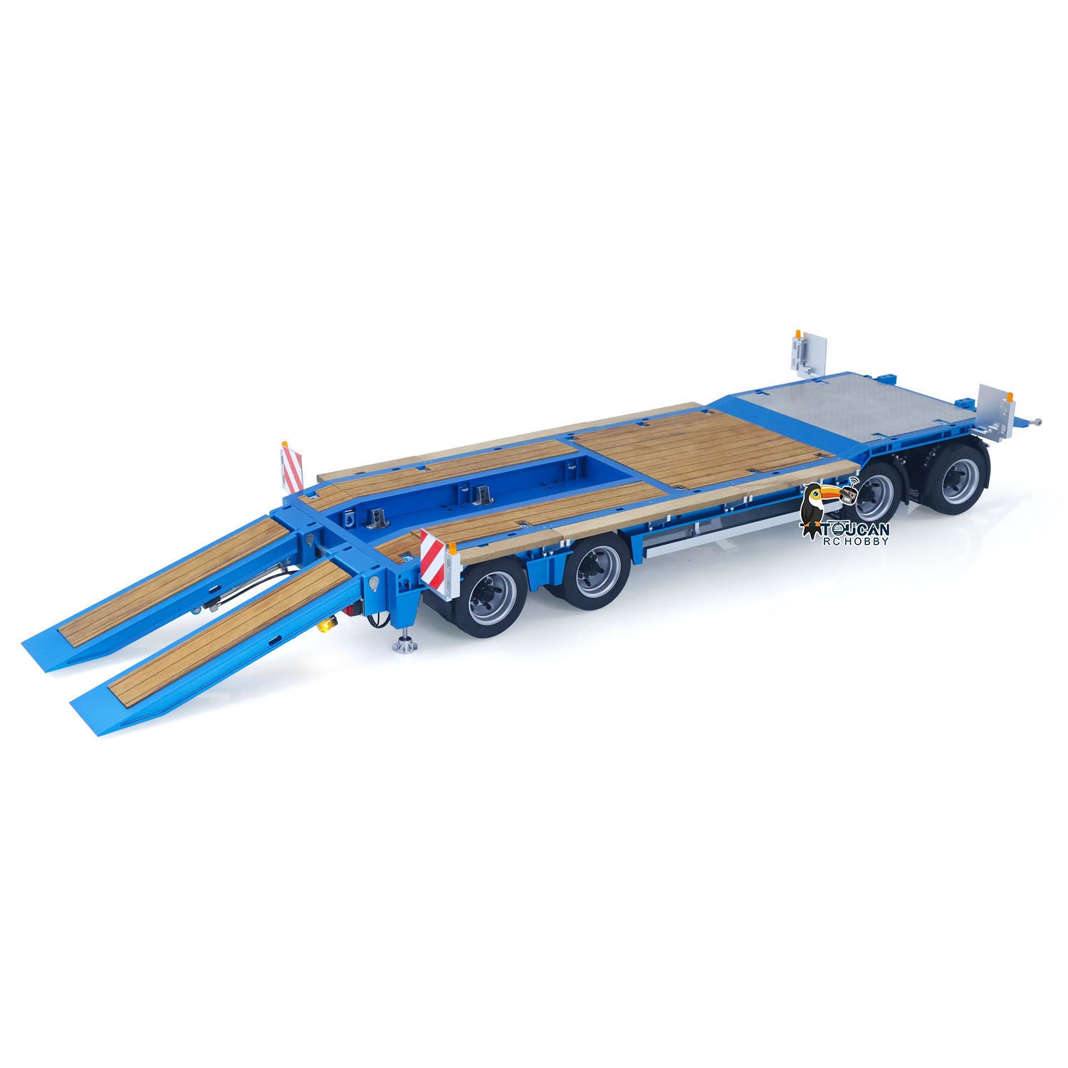 CUT QG-4Axles Metal 1/14 Trailer 4-Axle Hydraulic with Detachable Foldable Ramp and Retractable Tailboard featuring Air Suspension and Brake Lights without Steering Lights