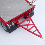 CUT QG-4Axles Metal 1/14 Trailer Lowboy Flatbed with Hydraulic Landing Gear and Folding Tailgate including Engineering Light and Spotlights without Battery Radio