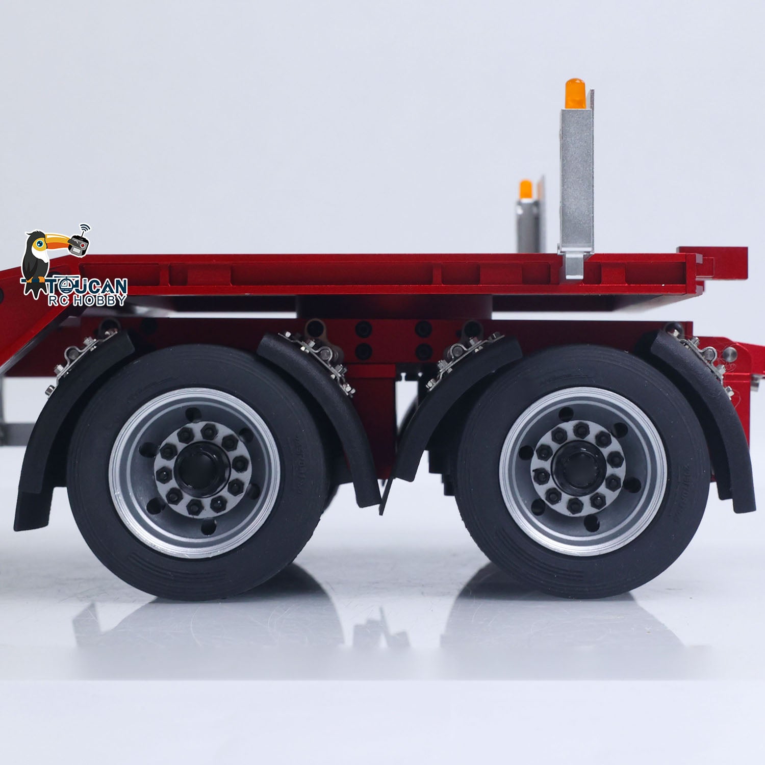CUT QG-4Axles Metal 1/14 Trailer Hydraulic Flatbed with 4-Axle Air Suspension and 2.5MPa Hydraulic System featuring Foldable Tailgate Landing Gear and Mudguards without Transmitter