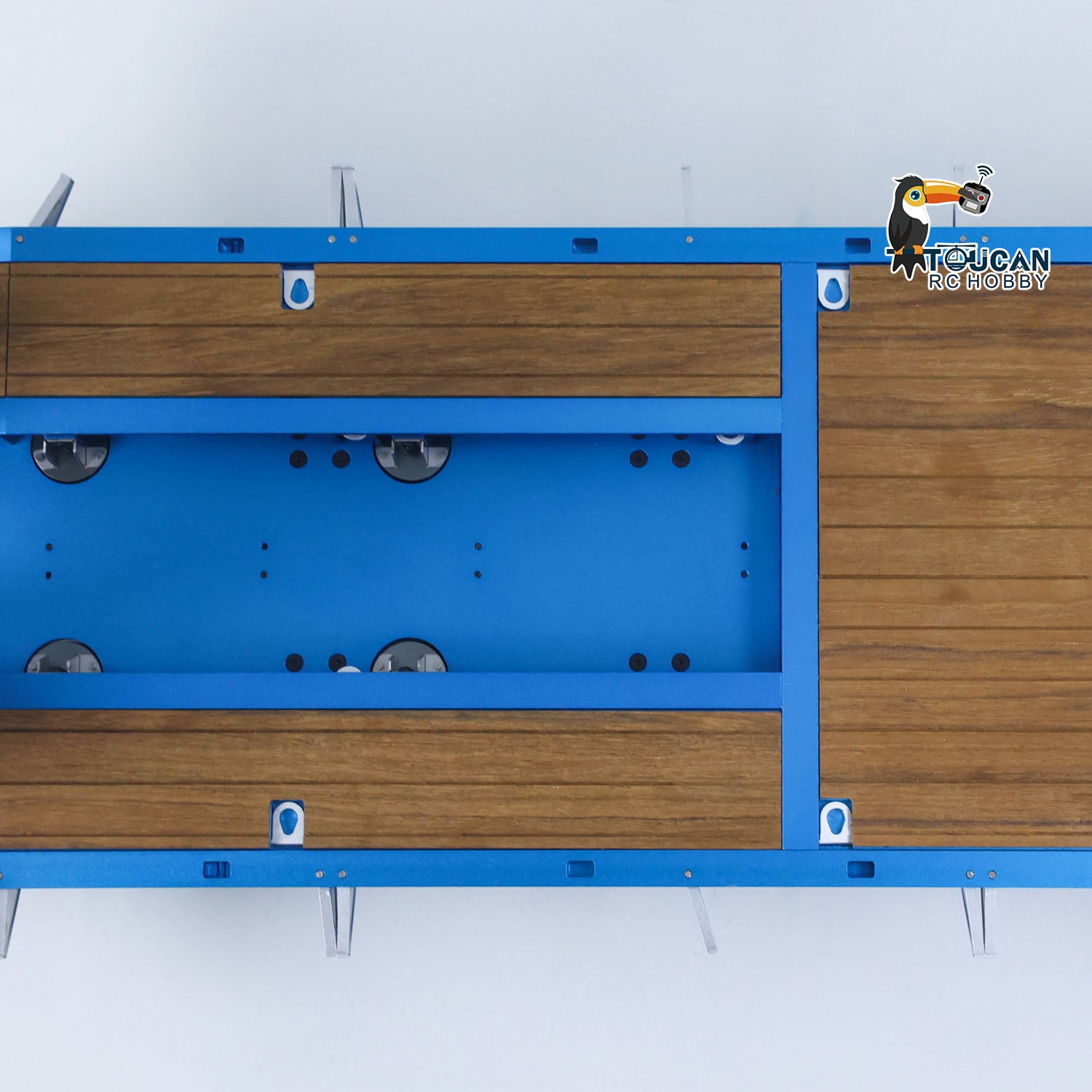 CUT QG-4Axles Metal 1/14 Trailer High Low Bed Hydraulic with CNC Anodized Finish and Dual Hydraulic Functions including Rotating Beacon Tailboard Light and Warning Board Frame