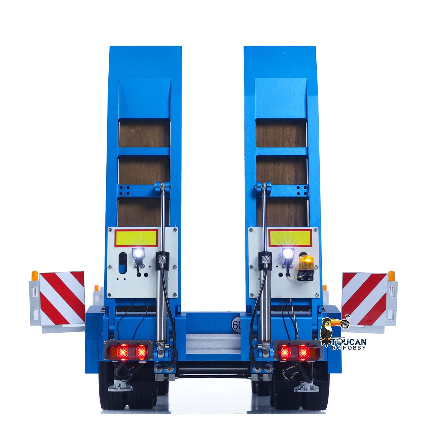 CUT QG-4Axles Metal 1/14 Trailer 4-Axle Hydraulic with Detachable Foldable Ramp and Retractable Tailboard featuring Air Suspension and Brake Lights without Steering Lights