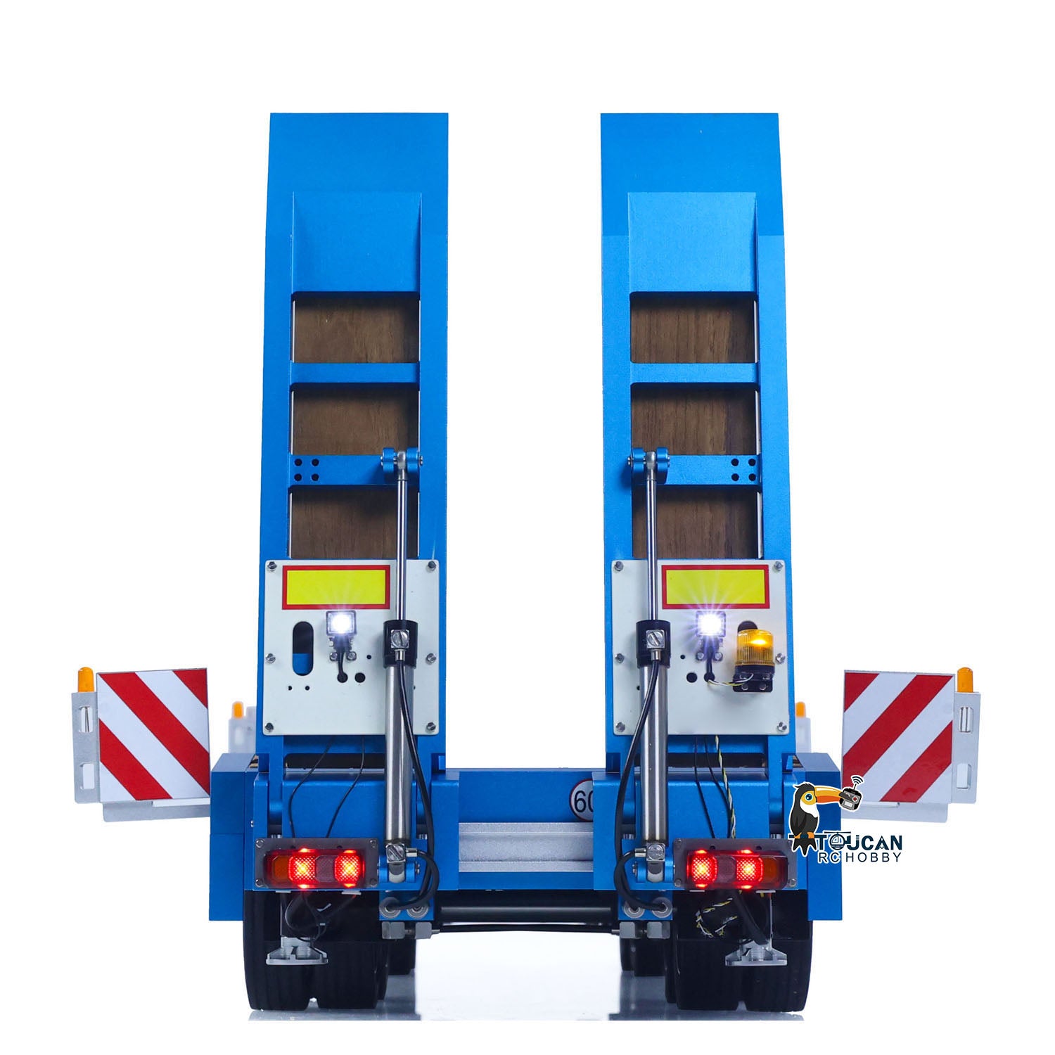 CUT QG-4Axles Metal 1/14 Trailer 4-Axle Hydraulic with Detachable Foldable Ramp and Retractable Tailboard featuring Air Suspension and Brake Lights without Steering Lights